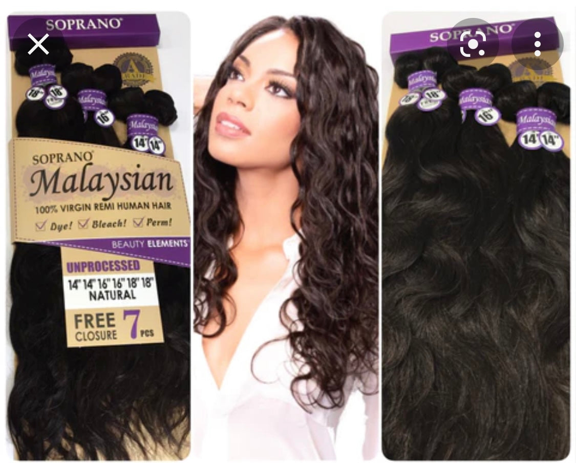 Malaysian Natural remi hair 7pcs