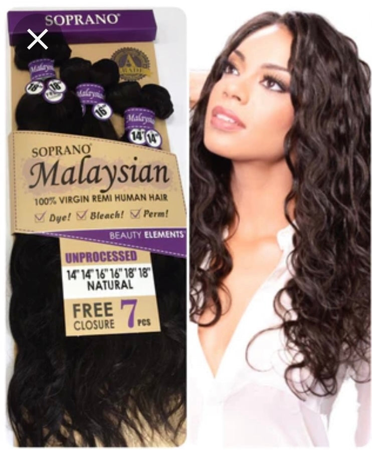 Malaysian Natural remi hair 7pcs